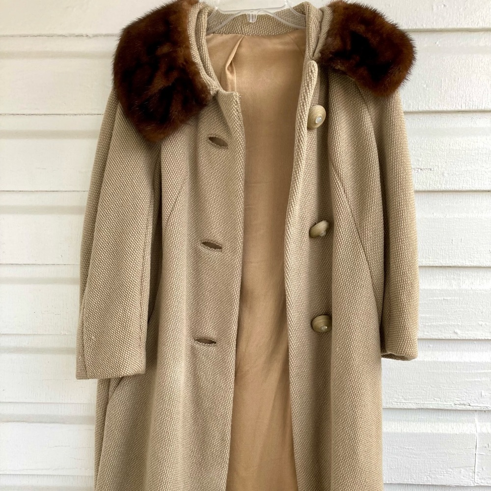 1960s vintage mink collar wool coat